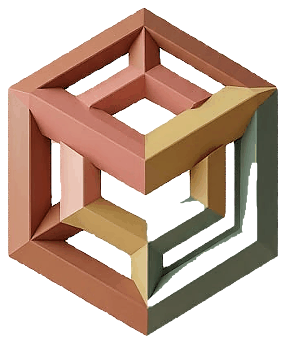 Logo MOPEL STUDIO: hexágono imposible en 3D