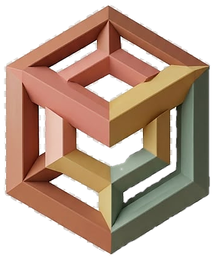 Logo MOPEL STUDIO: hexágono imposible en 3D